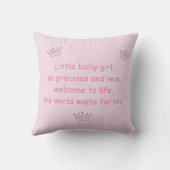 Princess Crown, Schattigee Baby Gift, gepersonalis Kussen (Achterkant)