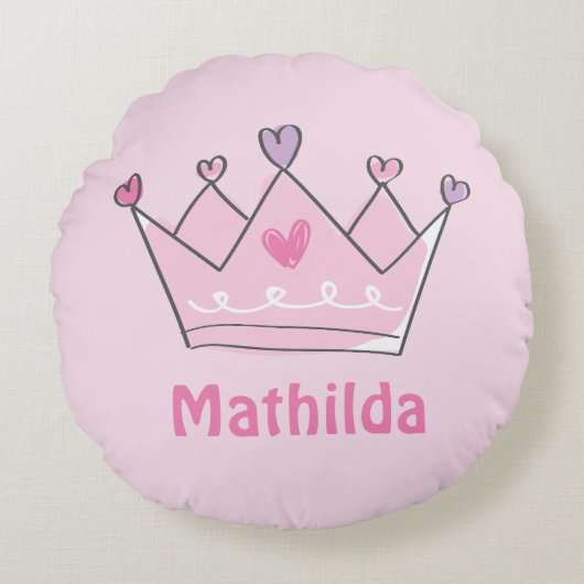 Princess Crown, Schattigee Baby Gift, gepersonalis Rond Kussen (Voorkant)