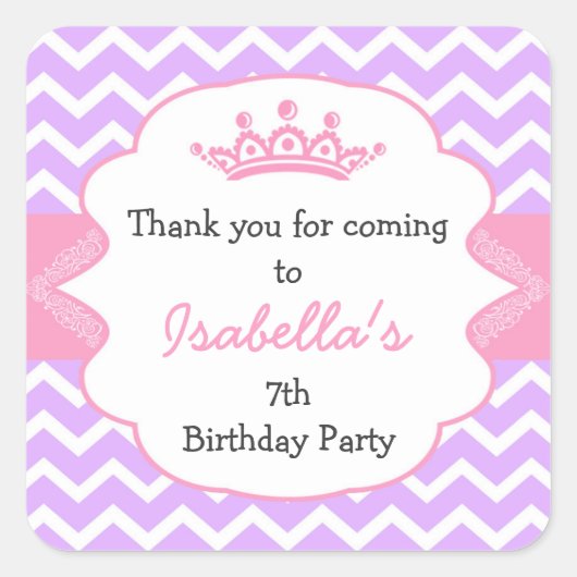 Princess Crown Verjaardagsfeestje gunst stickers (Voorkant)