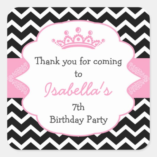 Princess Crown Verjaardagsfeestje gunst stickers (Voorkant)