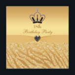 Princess Crown & Zebra Glitter Print 18th Birthday Kaart<br><div class="desc">Glamoureus goudkleurig 18e/18e verjaardag van de feestdag voor tienermeisjes. Elegant en stijlvol, op maat gedrukt zebra dierlijk bijvoegsel glitter ziet er uit op een prachtige prinseskroonprins met diamanten en zwarte juwelen en een schattig, klein handdoekje en gedrukt lint op een gouden glamour-achtergrond. Deze stijlvolle, gesofisticeerde, modieuze uitnodigingen worden aan beide...</div>
