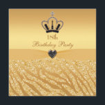 Princess Crown & Zebra Glitter Print 18th Birthday Kaart<br><div class="desc">Glamoureus goudkleurig 18e/18e verjaardag van de feestdag voor tienermeisjes. Elegant en stijlvol, op maat gedrukt zebra dierlijk bijvoegsel glitter ziet er uit op een prachtige prinseskroonprins met diamanten en zwarte juwelen en een schattig, klein handdoekje en gedrukt lint op een gouden glamour-achtergrond. Deze stijlvolle, gesofisticeerde, modieuze uitnodigingen worden aan beide...</div>