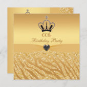 Princess Crown & Zebra Glitter Print 60th Birthday Kaart (Voorkant / Achterkant)