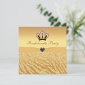 Princess Crown & Zebra Glitter Print Bachelorette Kaart (Staand voorkant)