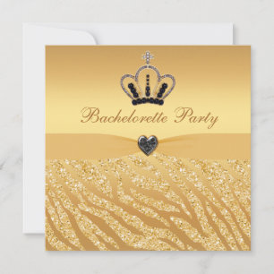 Princess Crown & Zebra Glitter Print Bachelorette Kaart