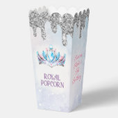 Princess Crown Zilveren Glitter Verjaardag Popcorn Bedankdoosjes (Voorkant)