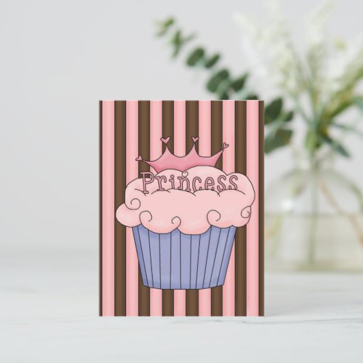 Princess cupcake briefkaart (Staand voorkant)