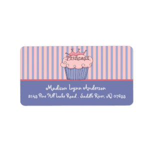 Princess Cupcake Return Address Labels. Etiket