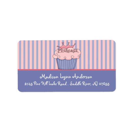 Princess Cupcake Return Address Labels. Etiket (Voorkant)