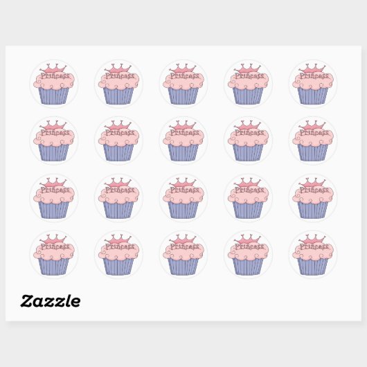 Princess Cupcake Ronde Sticker (Vel)