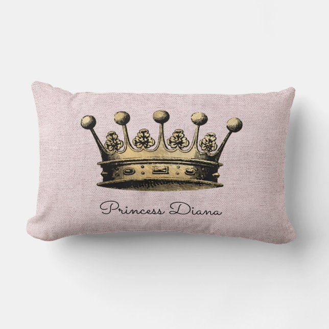 Princess Custom Name  Gold Crown Decor Kussen (Voorkant)