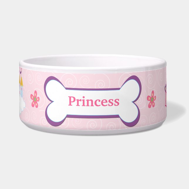 Princess Custom Pet Dog Food Bowl - Roze Voerbakje (Voorkant)