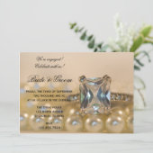 Princess Cut Diamond and Pearls Engagement Party Kaart (Staand voorkant)