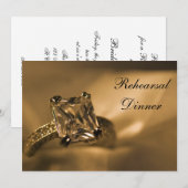 Princess Cut Diamond Ring Wedding Rehearsal Dinner Kaart (Voorkant / Achterkant)