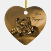 Princess Cut Diamond Verloving Ring Keramisch Ornament (Voorkant)