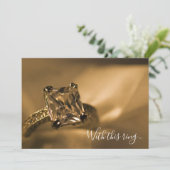 Princess Cut Diamond Verloving Ring Wedding Kaart (Staand voorkant)