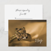 Princess Cut Diamond Verloving Ring Wedding RSVP Kaartje (Voorkant / Achterkant)