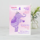 Princess Cute Elephant Girls Birthday Party Kaart (Staand voorkant)