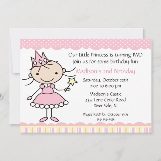 Princess Dance Birthday Invitation Kaart (Voorkant)