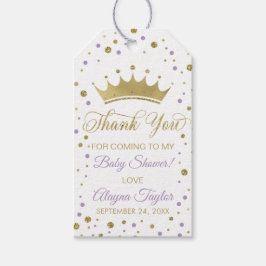 Princess Dank u Label, Paarse, faux glitter Cadeaulabel