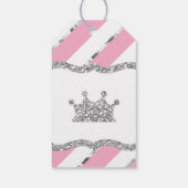 Princess Dank u Label, roze, faux glitter, kroon Cadeaulabel (Achterkant)