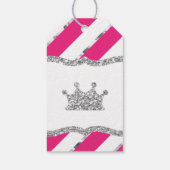 Princess Dank u Label, roze, faux glitter, kroon Cadeaulabel (Achterkant)