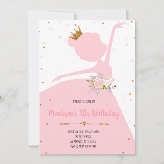 Princess Danparty-uitnodiging Kaart (Voorkant)