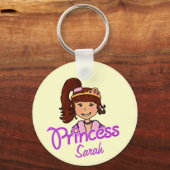 Princess dark hair girl gele naam sleutelhanger (Voorkant)