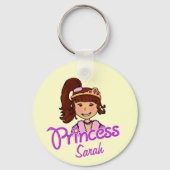 Princess dark hair girl gele naam sleutelhanger (Achterkant)