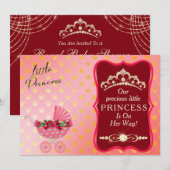 Princess Diamond Gold Tiara Red Baby shower Kaart (Voorkant / Achterkant)