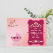 Princess Diamond Gold Tiara Roze Baby shower Kaart (Staand voorkant)