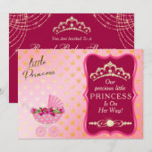 Princess Diamond Gold Tiara Roze Baby shower Kaart (Voorkant / Achterkant)