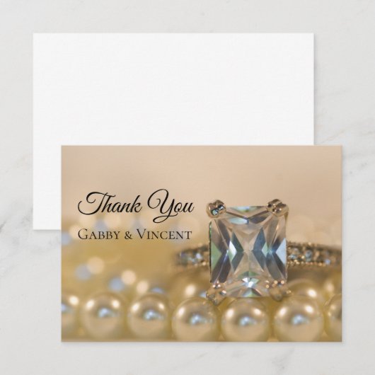 Princess Diamond Pearl Wedding Flat Kaart (Voorkant / Achterkant)