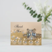 Princess Diamond Ring en Pearls Wedding Dank u Briefkaart (Staand voorkant)