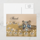 Princess Diamond Ring en Pearls Wedding Dank u Briefkaart (Voorkant / Achterkant)
