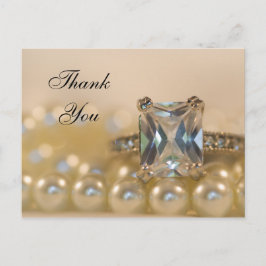 Princess Diamond Ring en Pearls Wedding Dank u Briefkaart