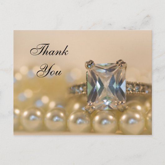 Princess Diamond Ring en Pearls Wedding Dank u Briefkaart (Voorkant)