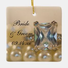 Princess Diamond Ring en Pearls Wedding Keramisch Ornament