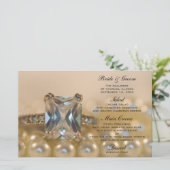 Princess Diamond Ring en Pearls Wedding Menu (Staand voorkant)