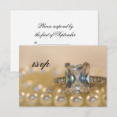 Princess Diamond Ring en Pearls Wedding RSVP-Kaart RSVP Kaartje (Voorkant / Achterkant)