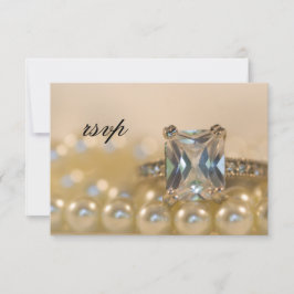 Princess Diamond Ring en Pearls Wedding RSVP-Kaart RSVP Kaartje