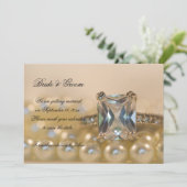 Princess Diamond Ring Pearls Wedding Save the Date (Staand voorkant)