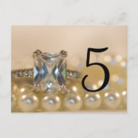 Princess Diamond Ring Pearls Wedding Table Numbers