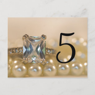 Princess Diamond Ring Pearls Wedding Table Numbers Briefkaart