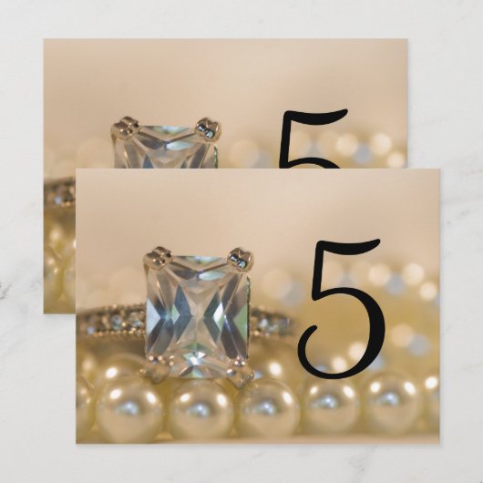 Princess Diamond Ring Pearls Wedding Table Numbers Briefkaart (Voorkant / Achterkant)