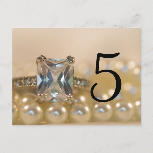 Princess Diamond Ring Pearls Wedding Table Numbers Briefkaart (Achterkant)