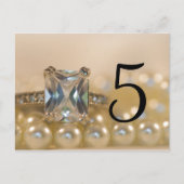 Princess Diamond Ring Pearls Wedding Table Numbers Briefkaart (Voorkant)