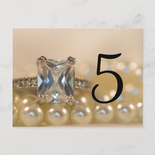 Princess Diamond Ring Pearls Wedding Table Numbers Briefkaart (Voorkant)