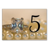 Princess Diamond Ring Pearls Wedding Table Numbers Kaart (Achterkant)