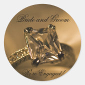 Princess Diamond Ring Verloving Envelope Seals Ronde Sticker (Voorkant)